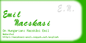 emil macskasi business card